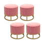 Modern Pouf Ottoman Velvet Upholstered Tear Resistant Round Ottoman with Chair Legs Pink 4 Piece Set Clearhalo 'furn' 'furn_ottomans_poufs' 'Furniture' 'Living Room Furniture' 'Ottomans & Poufs' 'ottomans_poufs' 5956036
