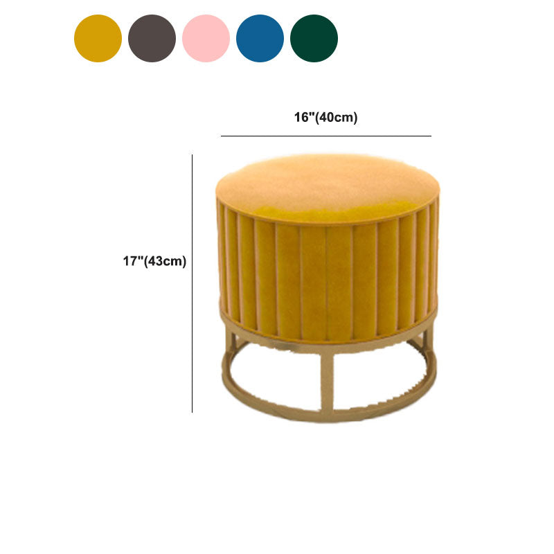 Modern Pouf Ottoman Velvet Upholstered Tear Resistant Round Ottoman with Chair Legs Clearhalo 'furn' 'furn_ottomans_poufs' 'Furniture' 'Living Room Furniture' 'Ottomans & Poufs' 'ottomans_poufs' 5956039