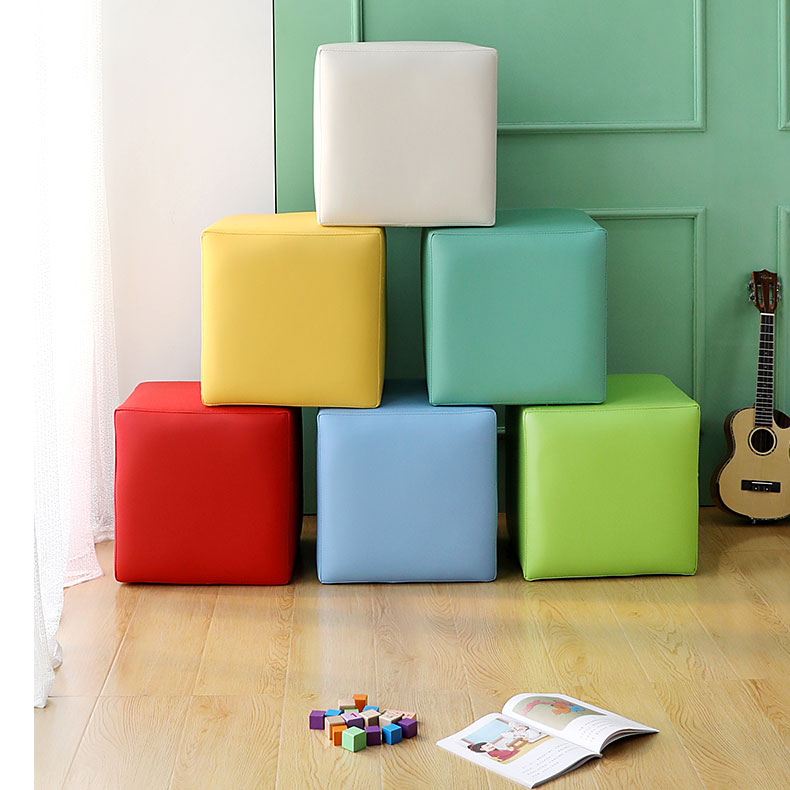 Modern Pure Color Cube Sqaure Faux Leather Cube for Living Room Clearhalo 'furn' 'furn_ottomans_poufs' 'Furniture' 'Living Room Furniture' 'Ottomans & Poufs' 'ottomans_poufs' 5956079