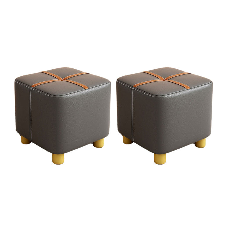 Faux Leather Modern Standard Striped Suqare Cube for Drawing Room Dark Gray 2 Piece Set Clearhalo 'furn' 'furn_ottomans_poufs' 'Furniture' 'Living Room Furniture' 'Ottomans & Poufs' 'ottomans_poufs' 5956153