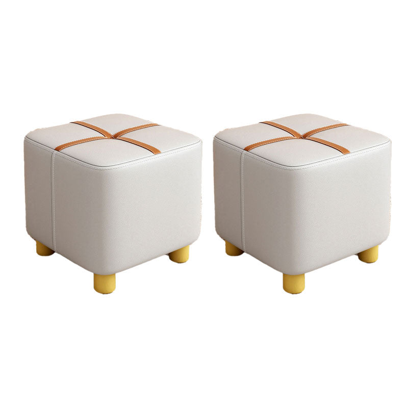 Faux Leather Modern Standard Striped Suqare Cube for Drawing Room Light Gray 2 Piece Set Clearhalo 'furn' 'furn_ottomans_poufs' 'Furniture' 'Living Room Furniture' 'Ottomans & Poufs' 'ottomans_poufs' 5956161