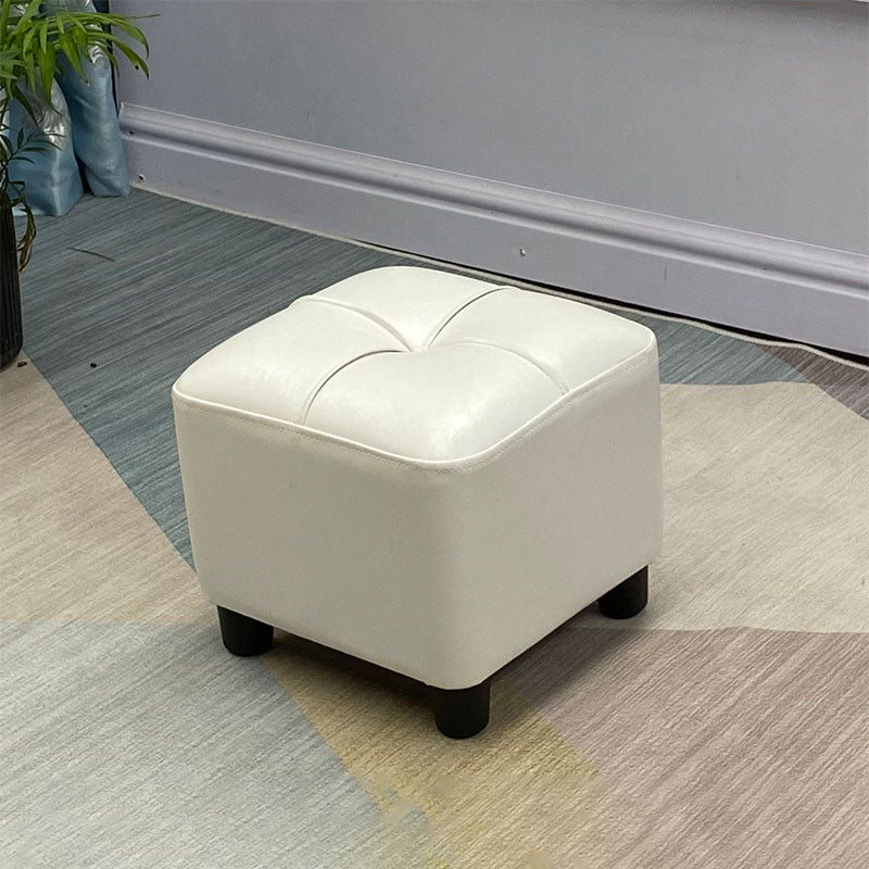 Modern Square Ottoman Plain Water Resistant Faux Leather Stain Resistant Tufted Ottoman Clearhalo 'furn' 'furn_ottomans_poufs' 'Furniture' 'Living Room Furniture' 'Ottomans & Poufs' 'ottomans_poufs' 5956258