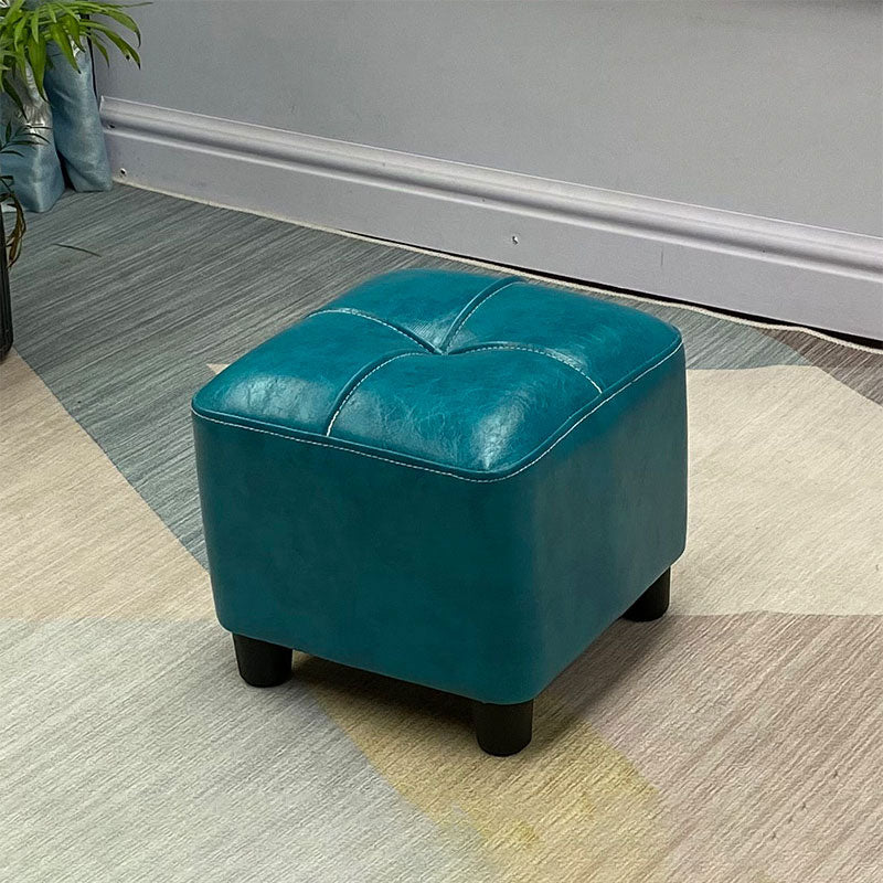 Modern Square Ottoman Plain Water Resistant Faux Leather Stain Resistant Tufted Ottoman Clearhalo 'furn' 'furn_ottomans_poufs' 'Furniture' 'Living Room Furniture' 'Ottomans & Poufs' 'ottomans_poufs' 5956259