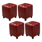 Modern Square Ottoman Plain Water Resistant Faux Leather Stain Resistant Tufted Ottoman Red 4 Piece Set Clearhalo 'furn' 'furn_ottomans_poufs' 'Furniture' 'Living Room Furniture' 'Ottomans & Poufs' 'ottomans_poufs' 5956283