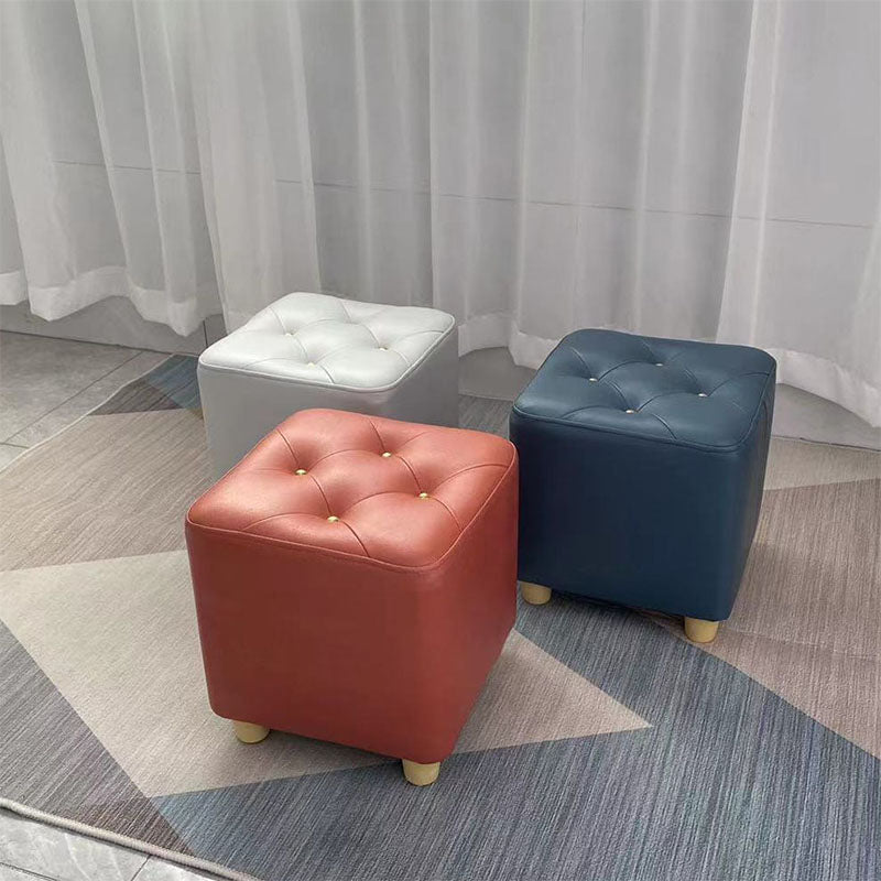 Modern Cotton Pouf Ottoman Plain Square Tufted Water Resistant Chair Pouf Clearhalo 'furn' 'furn_ottomans_poufs' 'Furniture' 'Living Room Furniture' 'Ottomans & Poufs' 'ottomans_poufs' 5956300