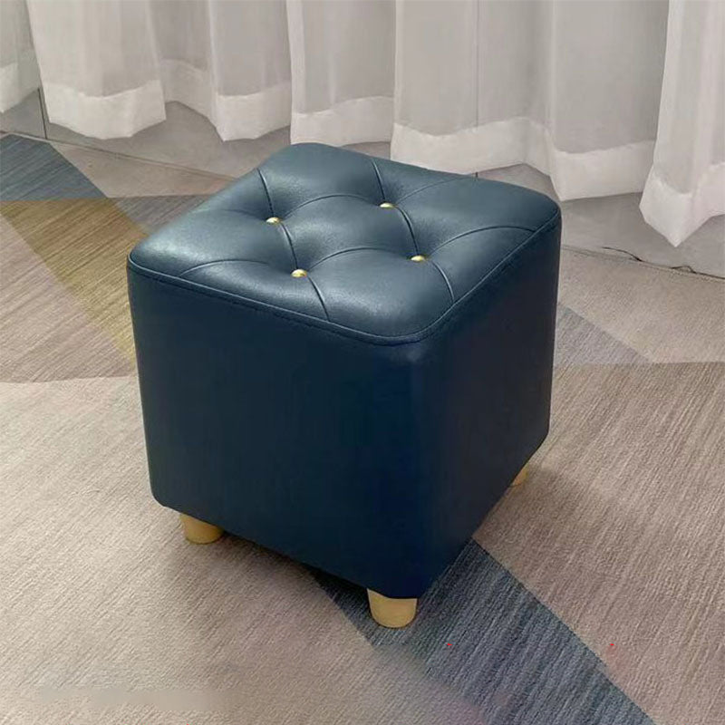 Modern Cotton Pouf Ottoman Plain Square Tufted Water Resistant Chair Pouf Navy 1 Piece Clearhalo 'furn' 'furn_ottomans_poufs' 'Furniture' 'Living Room Furniture' 'Ottomans & Poufs' 'ottomans_poufs' 5956302