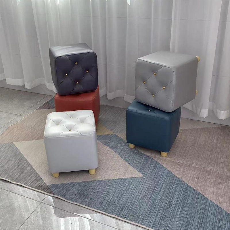 Modern Cotton Pouf Ottoman Plain Square Tufted Water Resistant Chair Pouf Clearhalo 'furn' 'furn_ottomans_poufs' 'Furniture' 'Living Room Furniture' 'Ottomans & Poufs' 'ottomans_poufs' 5956319