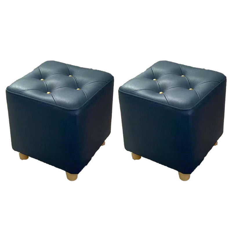 Modern Cotton Pouf Ottoman Plain Square Tufted Water Resistant Chair Pouf Navy 2 Piece Set Clearhalo 'furn' 'furn_ottomans_poufs' 'Furniture' 'Living Room Furniture' 'Ottomans & Poufs' 'ottomans_poufs' 5956321