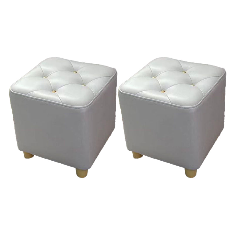 Modern Cotton Pouf Ottoman Plain Square Tufted Water Resistant Chair Pouf White 2 Piece Set Clearhalo 'furn' 'furn_ottomans_poufs' 'Furniture' 'Living Room Furniture' 'Ottomans & Poufs' 'ottomans_poufs' 5956325