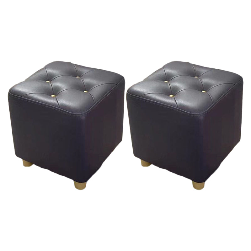 Modern Cotton Pouf Ottoman Plain Square Tufted Water Resistant Chair Pouf Dark Gray 2 Piece Set Clearhalo 'furn' 'furn_ottomans_poufs' 'Furniture' 'Living Room Furniture' 'Ottomans & Poufs' 'ottomans_poufs' 5956326