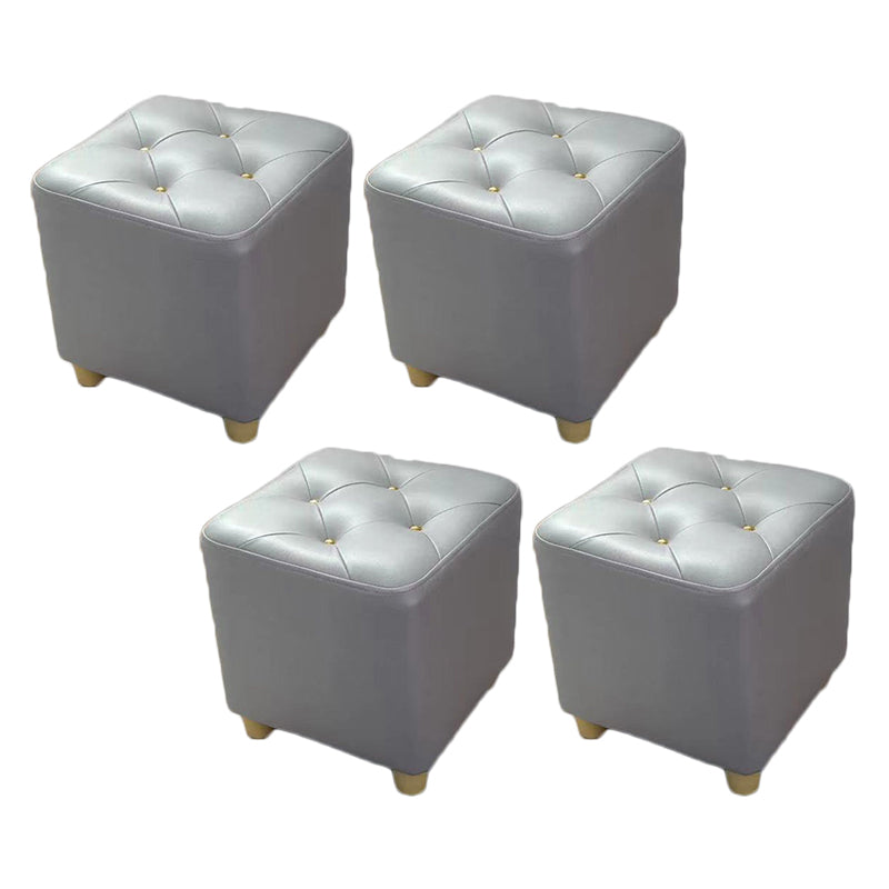 Modern Cotton Pouf Ottoman Plain Square Tufted Water Resistant Chair Pouf Light Gray 4 Piece Set Clearhalo 'furn' 'furn_ottomans_poufs' 'Furniture' 'Living Room Furniture' 'Ottomans & Poufs' 'ottomans_poufs' 5956329