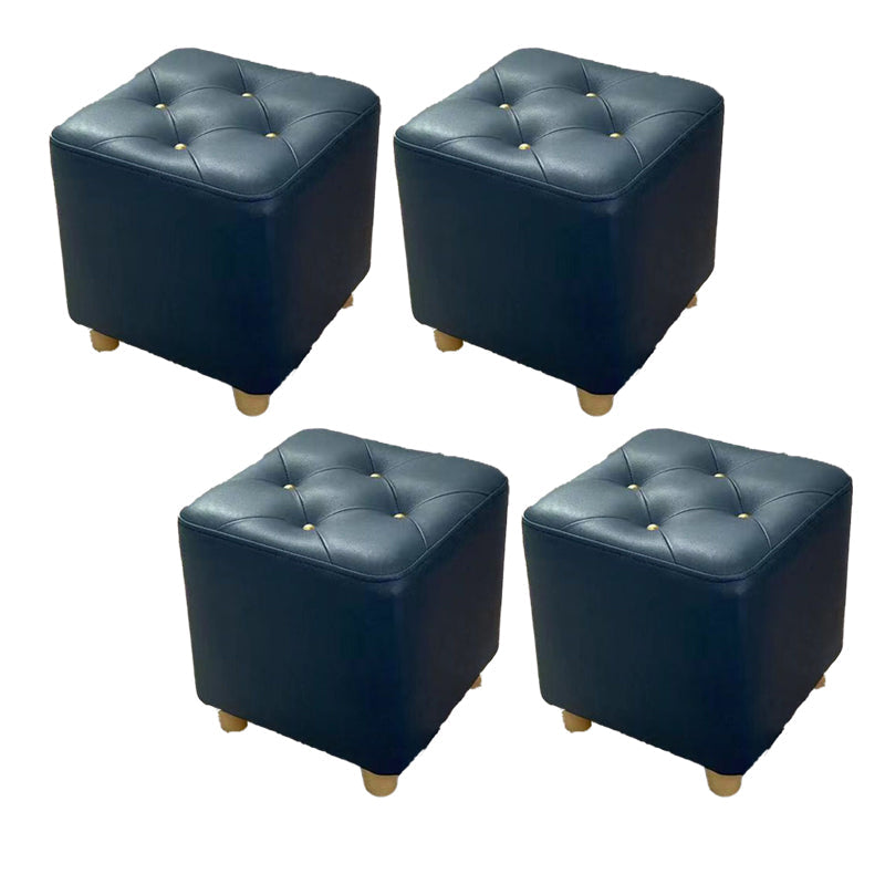 Modern Cotton Pouf Ottoman Plain Square Tufted Water Resistant Chair Pouf Navy 4 Piece Set Clearhalo 'furn' 'furn_ottomans_poufs' 'Furniture' 'Living Room Furniture' 'Ottomans & Poufs' 'ottomans_poufs' 5956330