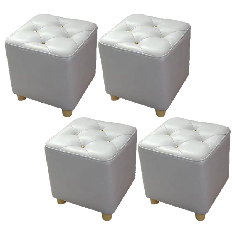 Modern Cotton Pouf Ottoman Plain Square Tufted Water Resistant Chair Pouf White 4 Piece Set Clearhalo 'furn' 'furn_ottomans_poufs' 'Furniture' 'Living Room Furniture' 'Ottomans & Poufs' 'ottomans_poufs' 5956333