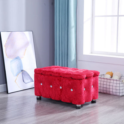 Glam Plain Storage Pouf Plain Velvet Tufted with Storage Rectangle Couch Ottoman Red 1 Piece Clearhalo 'furn' 'furn_ottomans_poufs' 'Furniture' 'Living Room Furniture' 'Ottomans & Poufs' 'ottomans_poufs' 5956345