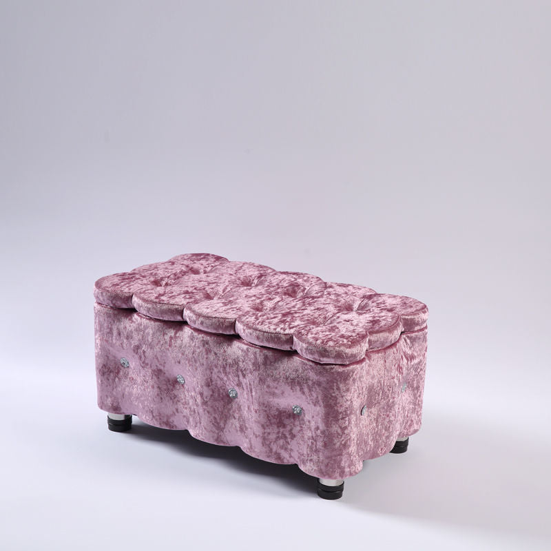Glam Plain Storage Pouf Plain Velvet Tufted with Storage Rectangle Couch Ottoman Pink 1 Piece Clearhalo 'furn' 'furn_ottomans_poufs' 'Furniture' 'Living Room Furniture' 'Ottomans & Poufs' 'ottomans_poufs' 5956348
