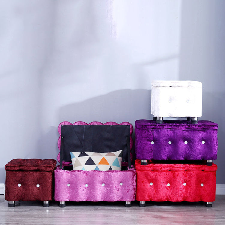 Glam Plain Storage Pouf Plain Velvet Tufted with Storage Rectangle Couch Ottoman Clearhalo 'furn' 'furn_ottomans_poufs' 'Furniture' 'Living Room Furniture' 'Ottomans & Poufs' 'ottomans_poufs' 5956356