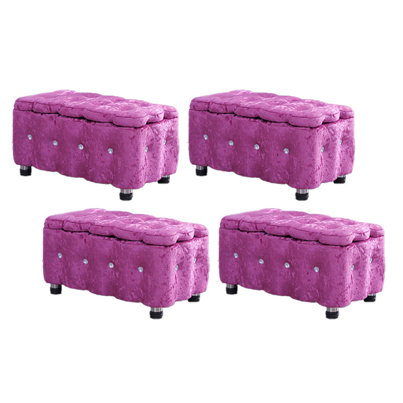 Glam Plain Storage Pouf Plain Velvet Tufted with Storage Rectangle Couch Ottoman Light Purple 4 Piece Set Clearhalo 'furn' 'furn_ottomans_poufs' 'Furniture' 'Living Room Furniture' 'Ottomans & Poufs' 'ottomans_poufs' 5956367