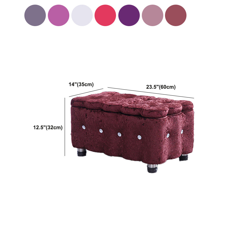 Glam Plain Storage Pouf Plain Velvet Tufted with Storage Rectangle Couch Ottoman Clearhalo 'furn' 'furn_ottomans_poufs' 'Furniture' 'Living Room Furniture' 'Ottomans & Poufs' 'ottomans_poufs' 5956373