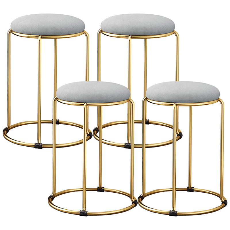 Velvet Scratch Resistant Ottoman Pure Color Round Glam Standard Round Ottoman Grey 4 Piece Set Clearhalo 'furn' 'furn_ottomans_poufs' 'Furniture' 'Living Room Furniture' 'Ottomans & Poufs' 'ottomans_poufs' 5956422