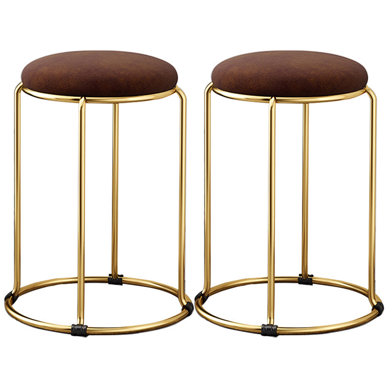 Velvet Scratch Resistant Ottoman Pure Color Round Glam Standard Round Ottoman Coffee 2 Piece Set Clearhalo 'furn' 'furn_ottomans_poufs' 'Furniture' 'Living Room Furniture' 'Ottomans & Poufs' 'ottomans_poufs' 5956430