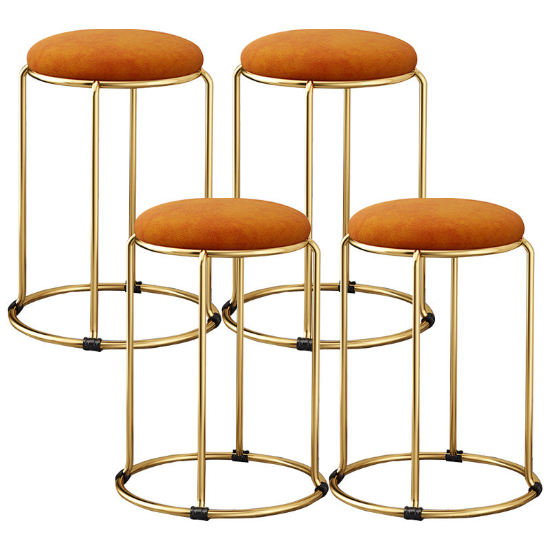 Velvet Scratch Resistant Ottoman Pure Color Round Glam Standard Round Ottoman Orange 4 Piece Set Clearhalo 'furn' 'furn_ottomans_poufs' 'Furniture' 'Living Room Furniture' 'Ottomans & Poufs' 'ottomans_poufs' 5956434