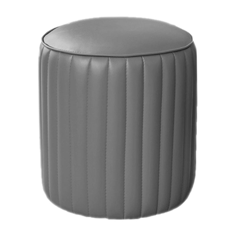 Orange Leather Solid Color Pouf Round Water Resistant Indoor Pouf Dark Gray 1 Piece Clearhalo 'furn' 'furn_ottomans_poufs' 'Furniture' 'Living Room Furniture' 'Ottomans & Poufs' 'ottomans_poufs' 5956437