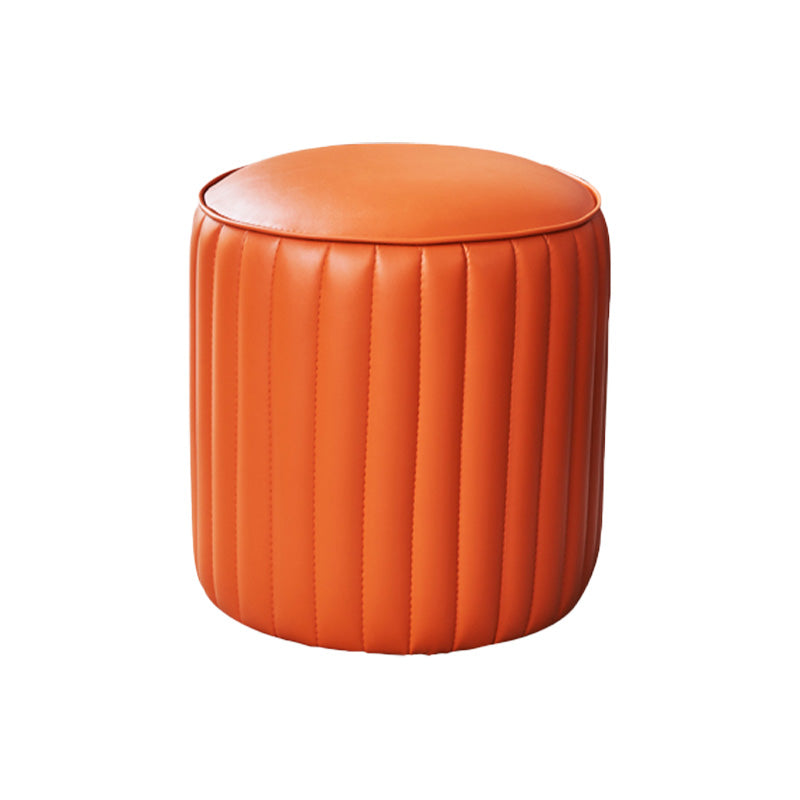 Orange Leather Solid Color Pouf Round Water Resistant Indoor Pouf Clearhalo 'furn' 'furn_ottomans_poufs' 'Furniture' 'Living Room Furniture' 'Ottomans & Poufs' 'ottomans_poufs' 5956444