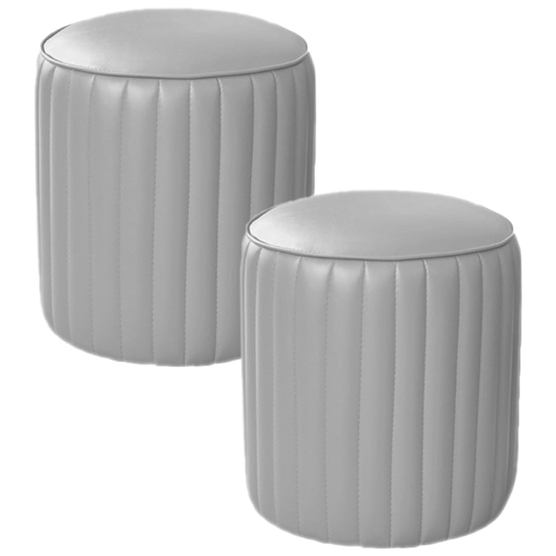 Orange Leather Solid Color Pouf Round Water Resistant Indoor Pouf Light Gray 2 Piece Set Clearhalo 'furn' 'furn_ottomans_poufs' 'Furniture' 'Living Room Furniture' 'Ottomans & Poufs' 'ottomans_poufs' 5956445