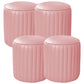 Orange Leather Solid Color Pouf Round Water Resistant Indoor Pouf Pink 4 Piece Set Clearhalo 'furn' 'furn_ottomans_poufs' 'Furniture' 'Living Room Furniture' 'Ottomans & Poufs' 'ottomans_poufs' 5956452
