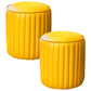 Orange Leather Solid Color Pouf Round Water Resistant Indoor Pouf Lemon Yellow 2 Piece Set Clearhalo 'furn' 'furn_ottomans_poufs' 'Furniture' 'Living Room Furniture' 'Ottomans & Poufs' 'ottomans_poufs' 5956460