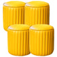 Orange Leather Solid Color Pouf Round Water Resistant Indoor Pouf Lemon Yellow 4 Piece Set Clearhalo 'furn' 'furn_ottomans_poufs' 'Furniture' 'Living Room Furniture' 'Ottomans & Poufs' 'ottomans_poufs' 5956461