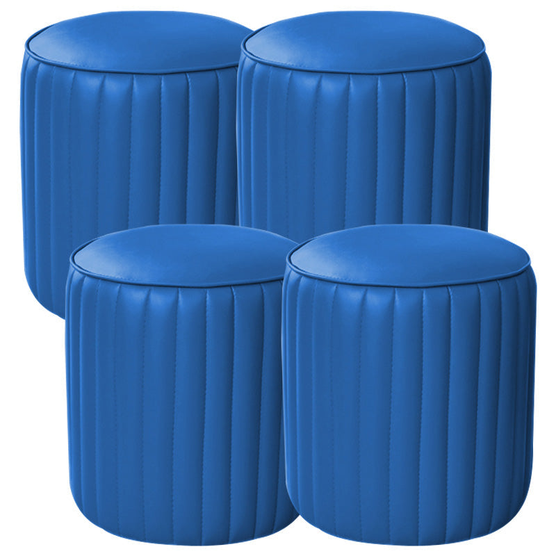 Orange Leather Solid Color Pouf Round Water Resistant Indoor Pouf Royal Blue 4 Piece Set Clearhalo 'furn' 'furn_ottomans_poufs' 'Furniture' 'Living Room Furniture' 'Ottomans & Poufs' 'ottomans_poufs' 5956464