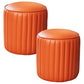 Orange Leather Solid Color Pouf Round Water Resistant Indoor Pouf Orange 2 Piece Set Clearhalo 'furn' 'furn_ottomans_poufs' 'Furniture' 'Living Room Furniture' 'Ottomans & Poufs' 'ottomans_poufs' 5956466