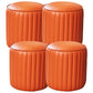 Orange Leather Solid Color Pouf Round Water Resistant Indoor Pouf Orange 4 Piece Set Clearhalo 'furn' 'furn_ottomans_poufs' 'Furniture' 'Living Room Furniture' 'Ottomans & Poufs' 'ottomans_poufs' 5956467
