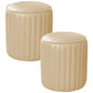 Orange Leather Solid Color Pouf Round Water Resistant Indoor Pouf Beige 2 Piece Set Clearhalo 'furn' 'furn_ottomans_poufs' 'Furniture' 'Living Room Furniture' 'Ottomans & Poufs' 'ottomans_poufs' 5956469
