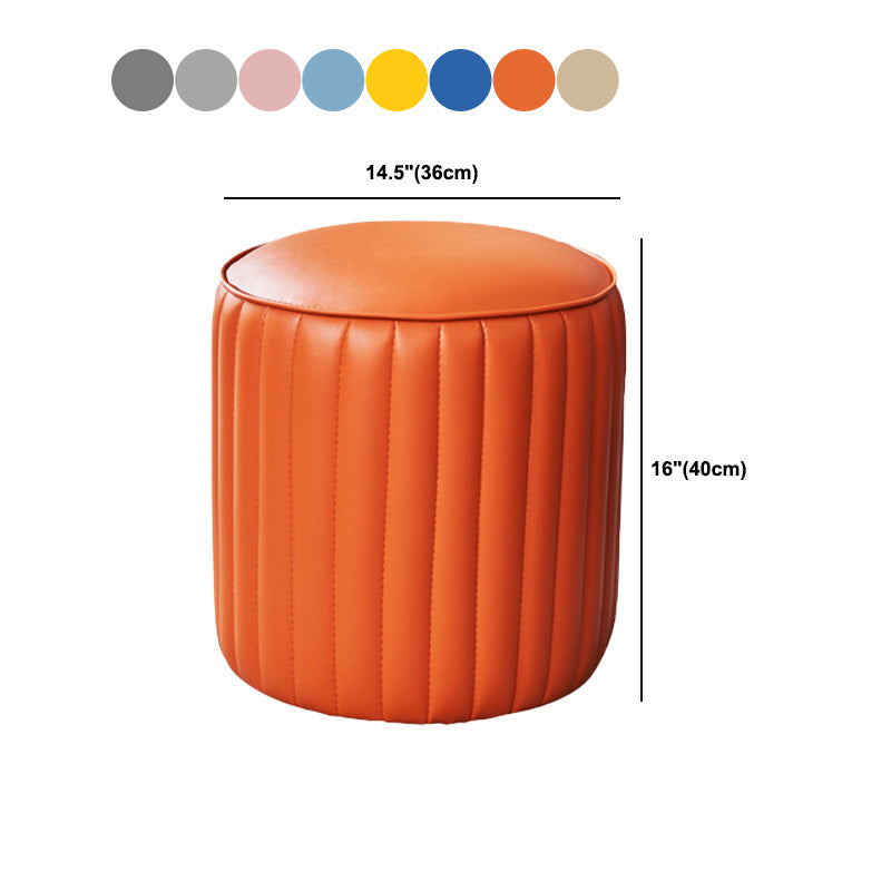Orange Leather Solid Color Pouf Round Water Resistant Indoor Pouf Clearhalo 'furn' 'furn_ottomans_poufs' 'Furniture' 'Living Room Furniture' 'Ottomans & Poufs' 'ottomans_poufs' 5956472