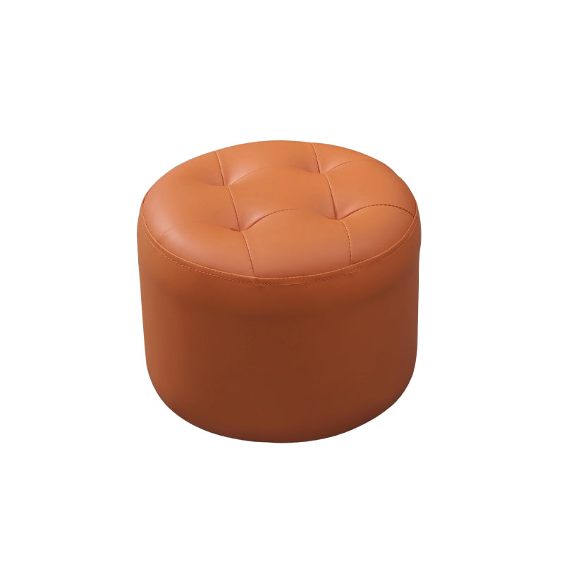 Modern Faux Leather Ottoman Plain Tufted Detail Round Footstool Ottoman Clearhalo 'furn' 'furn_ottomans_poufs' 'Furniture' 'Living Room Furniture' 'Ottomans & Poufs' 'ottomans_poufs' 5956481