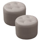 Modern Faux Leather Ottoman Plain Tufted Detail Round Footstool Ottoman Grey 2 Piece Set Clearhalo 'furn' 'furn_ottomans_poufs' 'Furniture' 'Living Room Furniture' 'Ottomans & Poufs' 'ottomans_poufs' 5956482