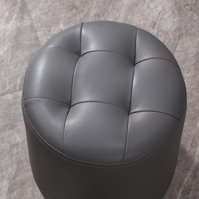Modern Faux Leather Ottoman Plain Tufted Detail Round Footstool Ottoman Clearhalo 'furn' 'furn_ottomans_poufs' 'Furniture' 'Living Room Furniture' 'Ottomans & Poufs' 'ottomans_poufs' 5956484