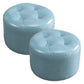 Modern Faux Leather Ottoman Plain Tufted Detail Round Footstool Ottoman Light Blue 2 Piece Set Clearhalo 'furn' 'furn_ottomans_poufs' 'Furniture' 'Living Room Furniture' 'Ottomans & Poufs' 'ottomans_poufs' 5956502