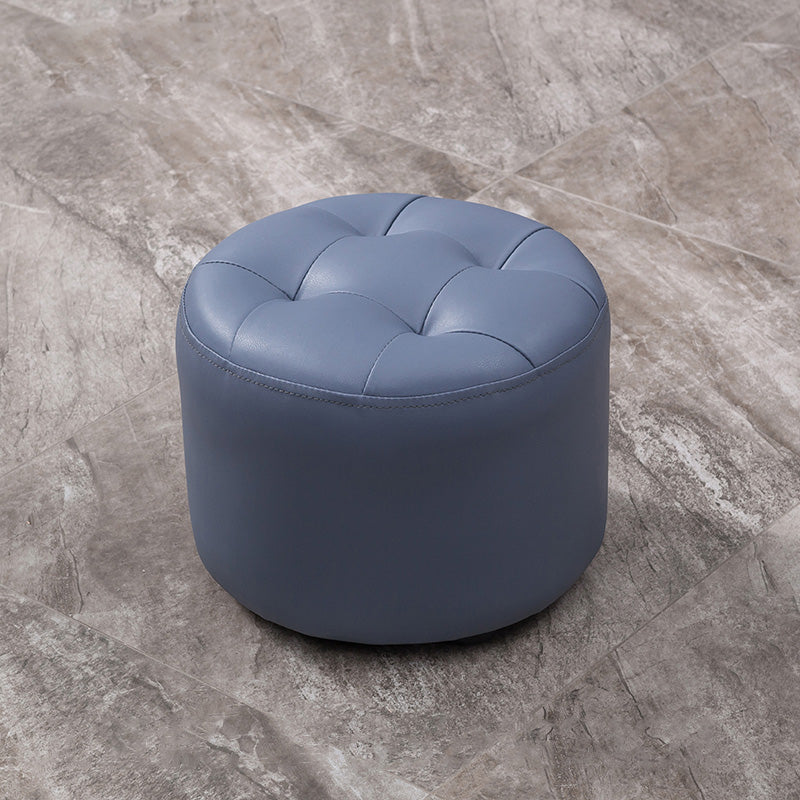 Modern Faux Leather Ottoman Plain Tufted Detail Round Footstool Ottoman Royal Blue 1 Piece Clearhalo 'furn' 'furn_ottomans_poufs' 'Furniture' 'Living Room Furniture' 'Ottomans & Poufs' 'ottomans_poufs' 5956507