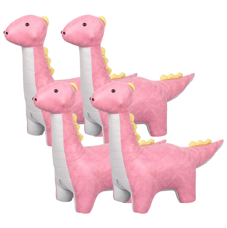 Modern Velvet Pouf Chair Contrast Color Dinosaurs Shape Water Resistant Chair Ottoman Pink 4 Piece Set Clearhalo 'furn' 'furn_ottomans_poufs' 'Furniture' 'Living Room Furniture' 'Ottomans & Poufs' 'ottomans_poufs' 5956518