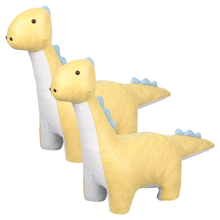 Modern Velvet Pouf Chair Contrast Color Dinosaurs Shape Water Resistant Chair Ottoman Yellow 2 Piece Set Clearhalo 'furn' 'furn_ottomans_poufs' 'Furniture' 'Living Room Furniture' 'Ottomans & Poufs' 'ottomans_poufs' 5956523