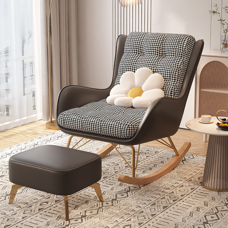 Glamour à bascule en métal rembourré avec chaise à bascule de siège rembourré en feuillette