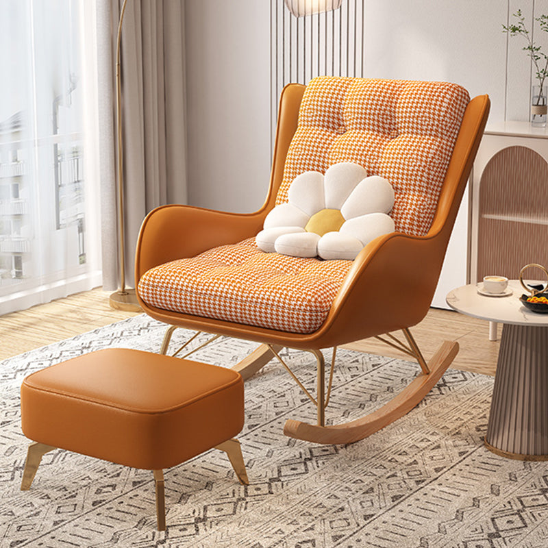 Glamour à bascule en métal rembourré avec chaise à bascule de siège rembourré en feuillette