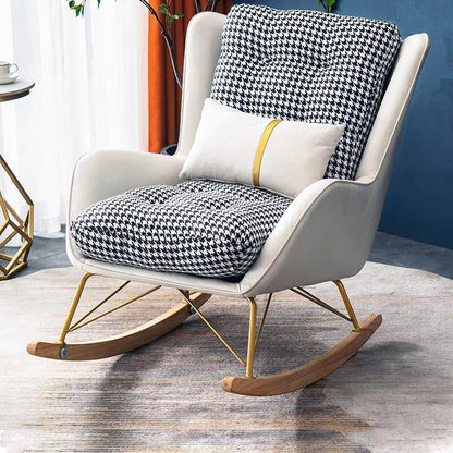 Glamour à bascule en métal rembourré avec chaise à bascule de siège rembourré en feuillette