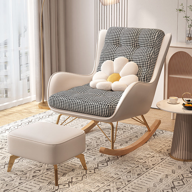 Glamour à bascule en métal rembourré avec chaise à bascule de siège rembourré en feuillette