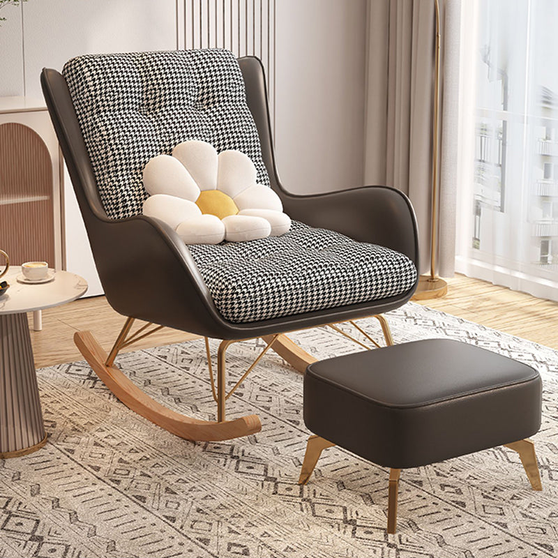 Glamour à bascule en métal rembourré avec chaise à bascule de siège rembourré en feuillette