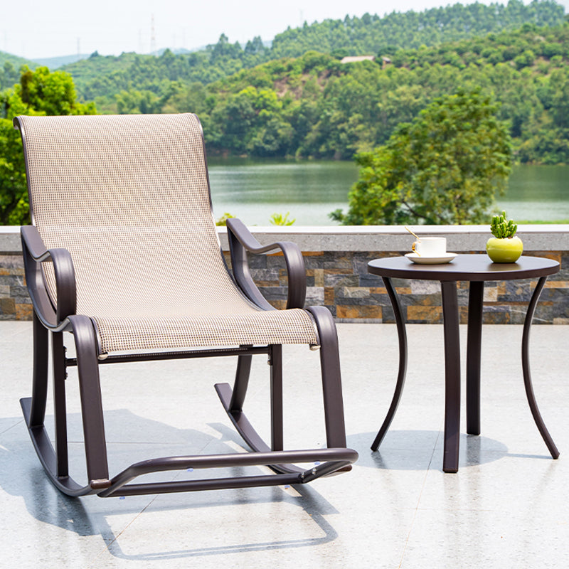 Ergonomic Wicker Rocking Chair with Cushion Spindle Rocking Accent Chair for Outdoor Dark Camel Clearhalo 'Chairs & Seating' 'furn' 'furn_rocking_chairs' 'Furniture' 'Living Room Furniture' 'Rocking Chairs' 'rocking_chairs' 5957186