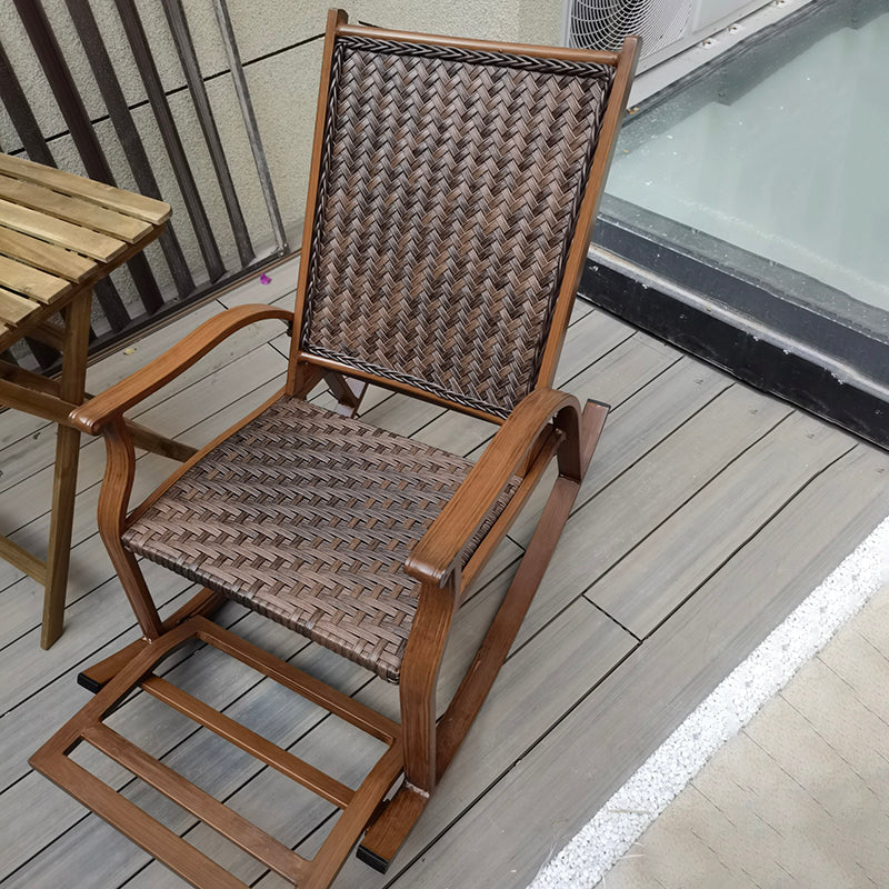 Ergonomic Wicker Rocking Chair with Cushion Spindle Rocking Accent Chair for Outdoor Dark Brown Clearhalo 'Chairs & Seating' 'furn' 'furn_rocking_chairs' 'Furniture' 'Living Room Furniture' 'Rocking Chairs' 'rocking_chairs' 5957187